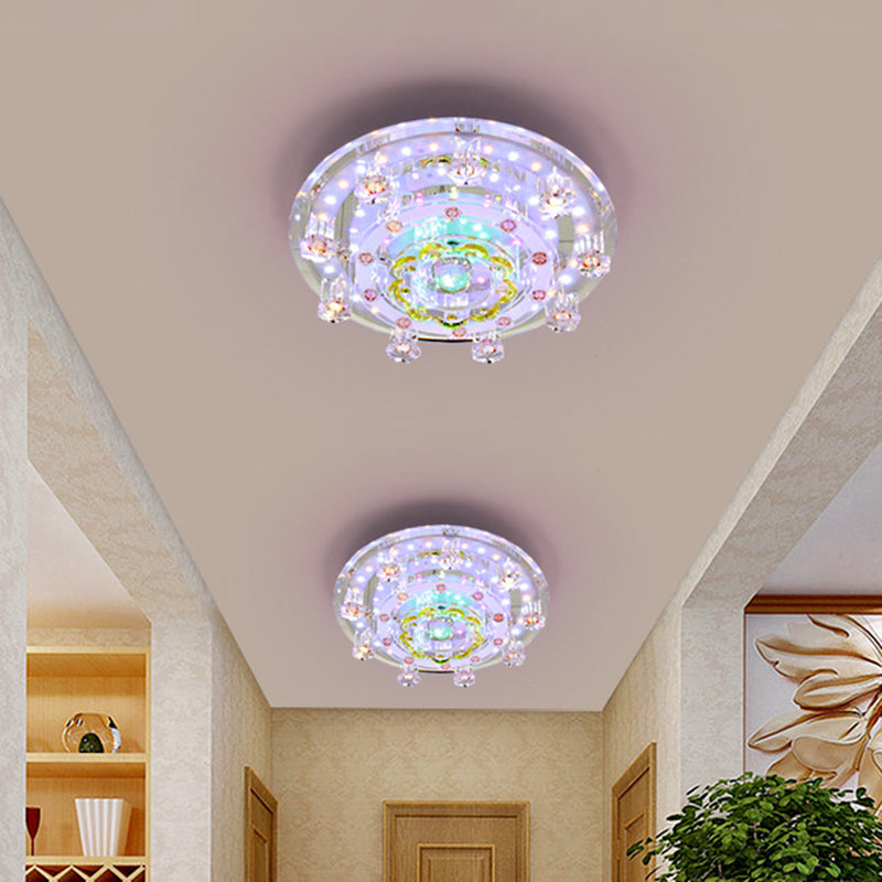 Modern LED Ceiling Light with Elegant Crystal Shade - Ideal for Corridor or Hallway