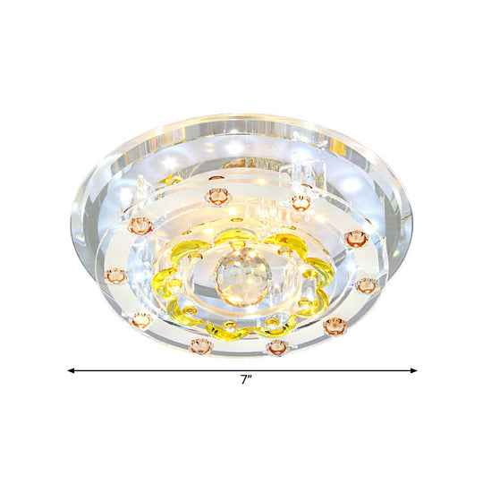 Modern LED Ceiling Light with Elegant Crystal Shade - Ideal for Corridor or Hallway