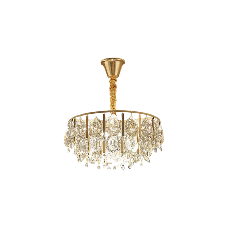 Modern Crystal Conic Chandelier - Gold Pendant Light Kit With Tiered Design 3/4 Lights 16/19.5 Width