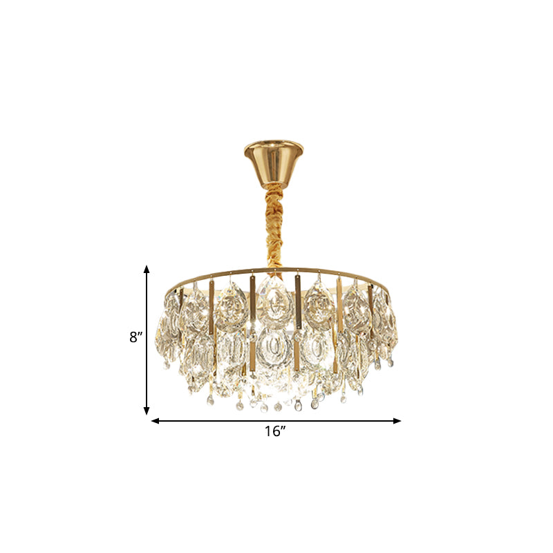 Modern Crystal Conic Chandelier - Gold Pendant Light Kit With Tiered Design 3/4 Lights 16/19.5 Width