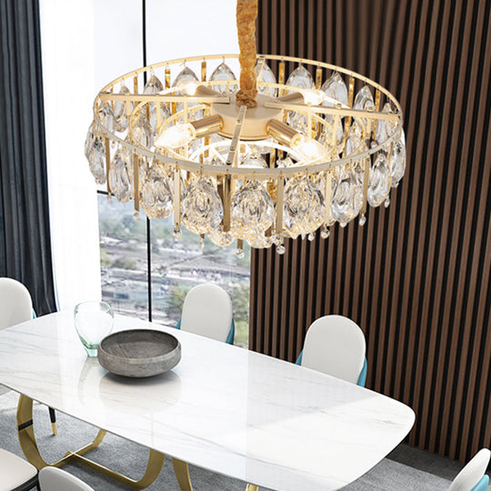 Modern Crystal Conic Chandelier - Gold Pendant Light Kit With Tiered Design 3/4 Lights 16/19.5 Width