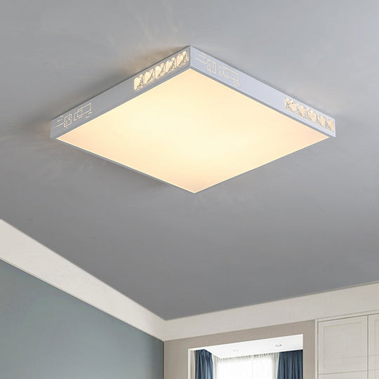 Modern Square LED Flush Mount Light in White - 16"/19.5" Wide