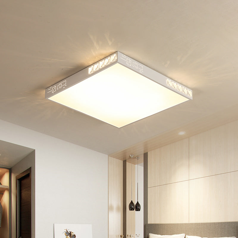 Modern Square LED Flush Mount Light in White - 16"/19.5" Wide