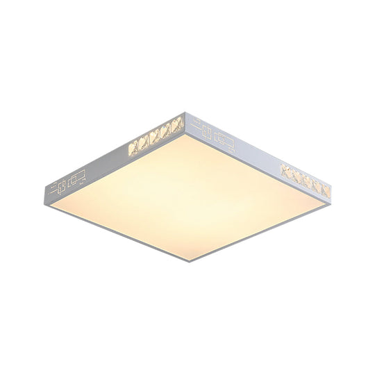 Modern Square LED Flush Mount Light in White - 16"/19.5" Wide