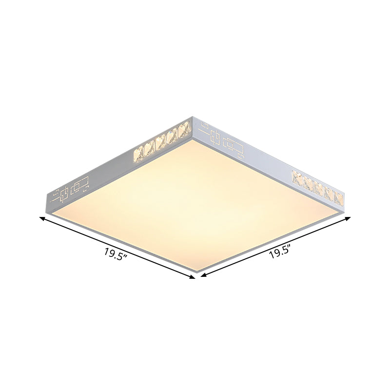 Modern Square LED Flush Mount Light in White - 16"/19.5" Wide