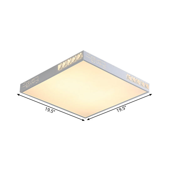 Modern Square LED Flush Mount Light in White - 16"/19.5" Wide