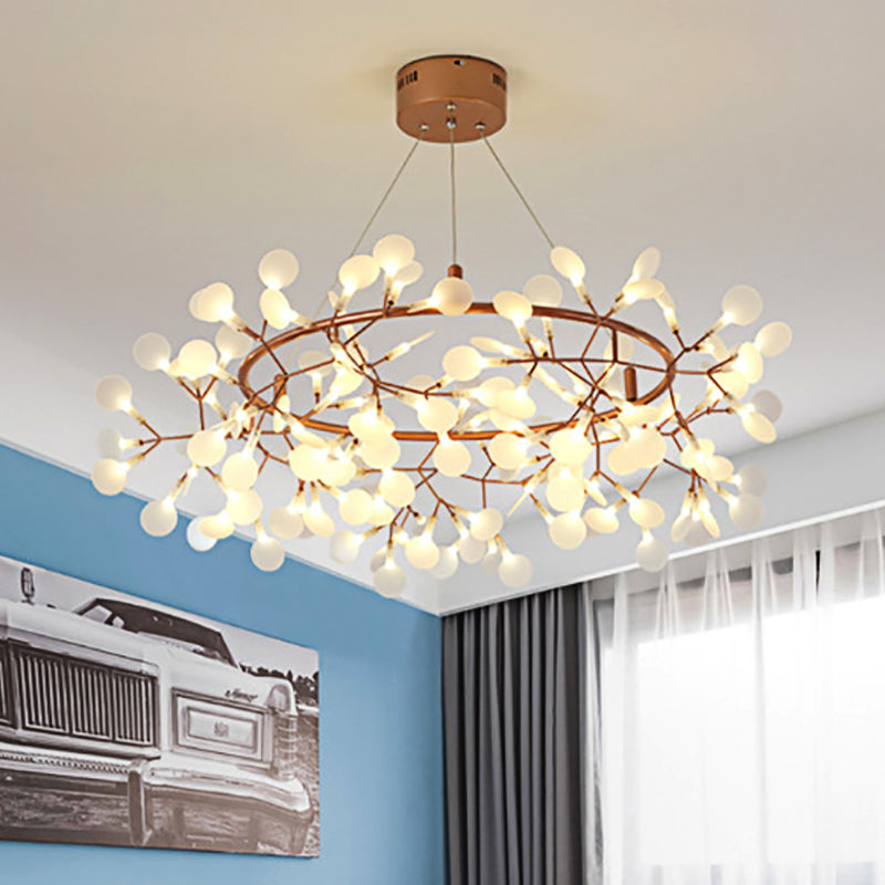 Modern Branch Chandelier With Leaf Deco Acrylic & Metal Gold Finish - 81/108-Light Hanging Lamp 108