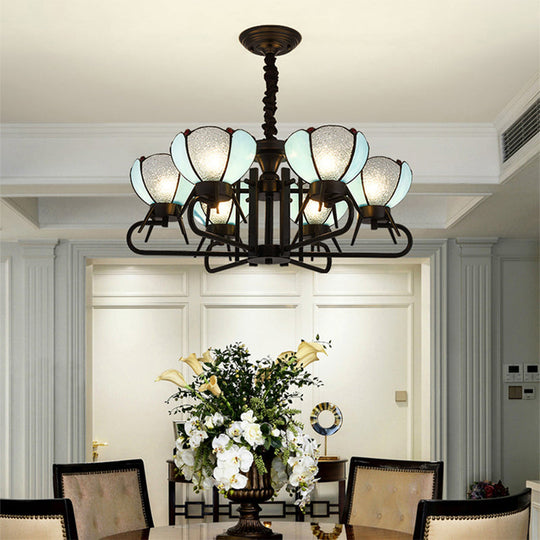 Tiffany Blue Bowl Pendant Chandelier With Adjustable Chain - Ideal For Foyer 6/8 Lights