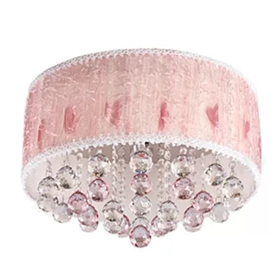 Plafonnier rose moderne avec boule de cristal - 8 têtes pour chambre de fille