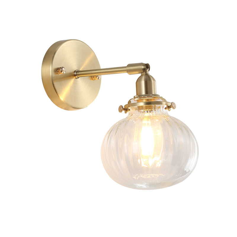 Colonial Wall Lamp With Clear/Cognac Prismatic Glass And Gold Finish