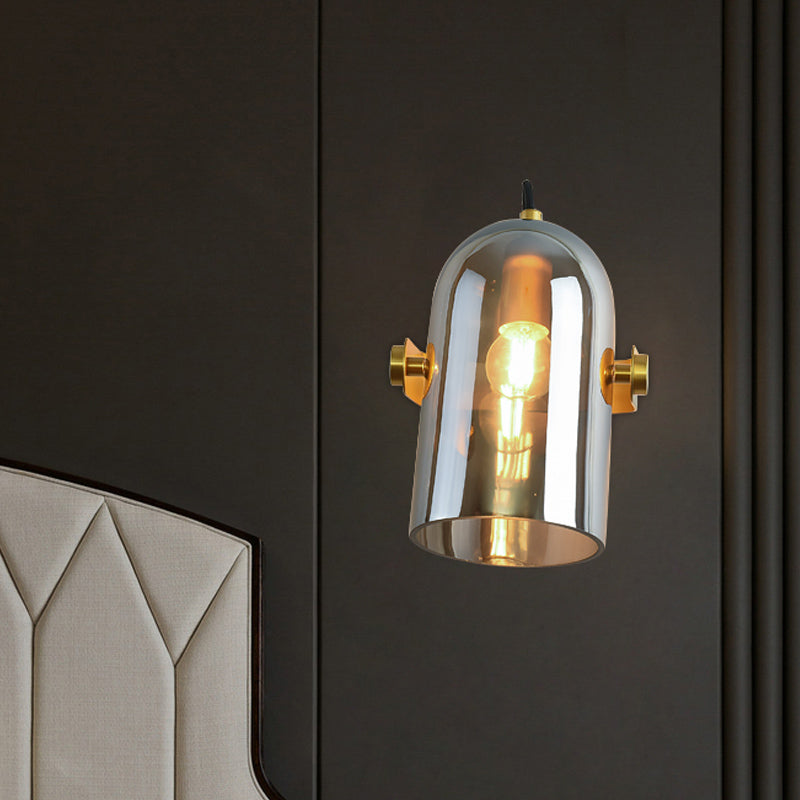 Beautiful Swivel Shade Cloche Bedside Sconce With Vintage Wall Mounted Amber/Smoke Glass - 1 Bulb