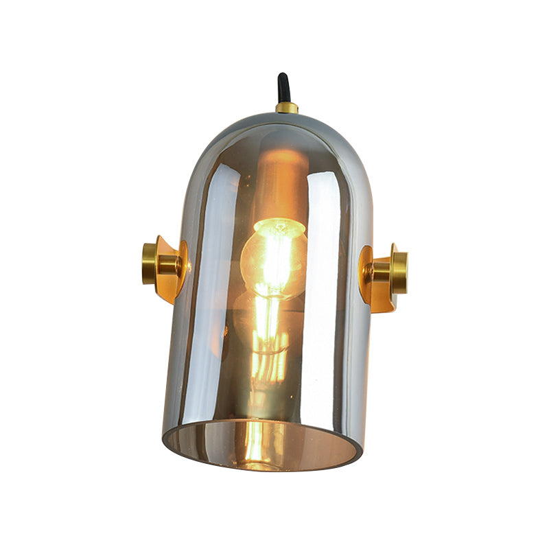 Beautiful Swivel Shade Cloche Bedside Sconce With Vintage Wall Mounted Amber/Smoke Glass - 1 Bulb