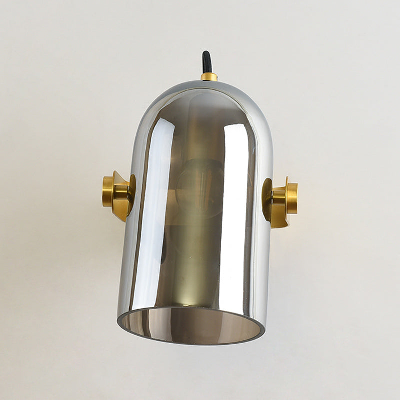 Beautiful Swivel Shade Cloche Bedside Sconce With Vintage Wall Mounted Amber/Smoke Glass - 1 Bulb