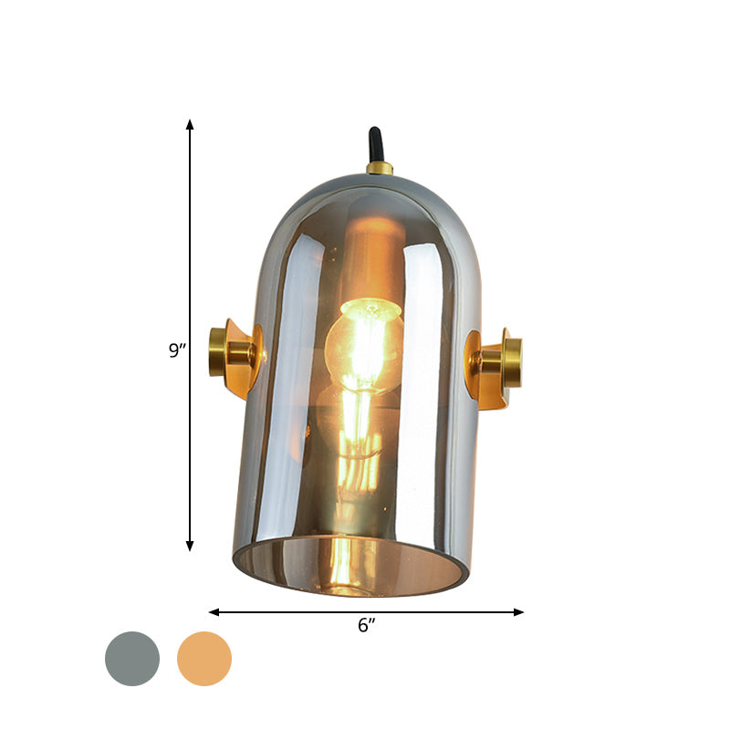 Beautiful Swivel Shade Cloche Bedside Sconce With Vintage Wall Mounted Amber/Smoke Glass - 1 Bulb