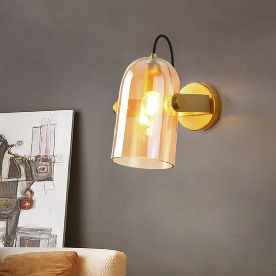 Beautiful Swivel Shade Cloche Bedside Sconce With Vintage Wall Mounted Amber/Smoke Glass - 1 Bulb