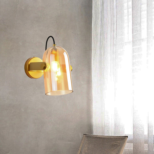 Beautiful Swivel Shade Cloche Bedside Sconce With Vintage Wall Mounted Amber/Smoke Glass - 1 Bulb