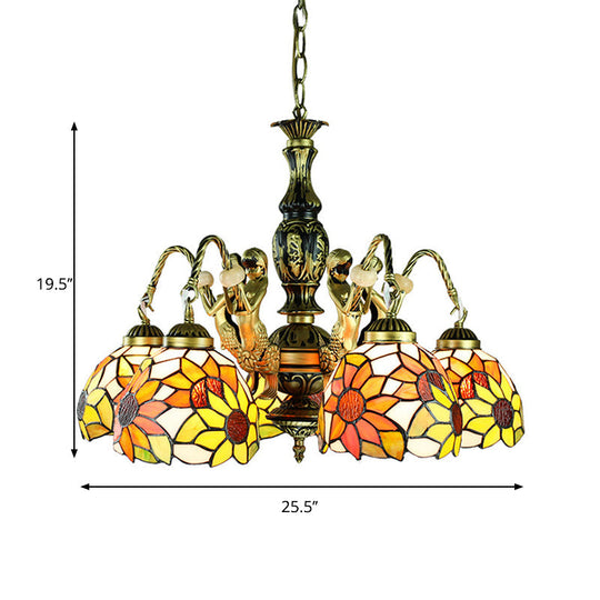 Sunflower Stained Glass Pendant Lamp - Tiffany Chandelier Light Fixture