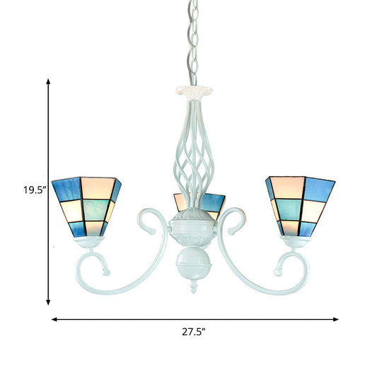 Mediterranean Blue Glass Pendant Light With Metal Chain