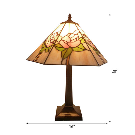 Tiffany Craftsman Desk Light With Stained Glass - 1 Pink Reading For Living Room