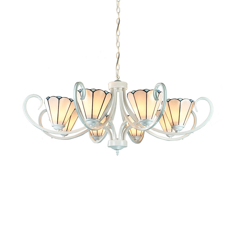 Tiffany Cone Pendant Chandelier with 5/6/8 Traditional Glass Lights for Living Room