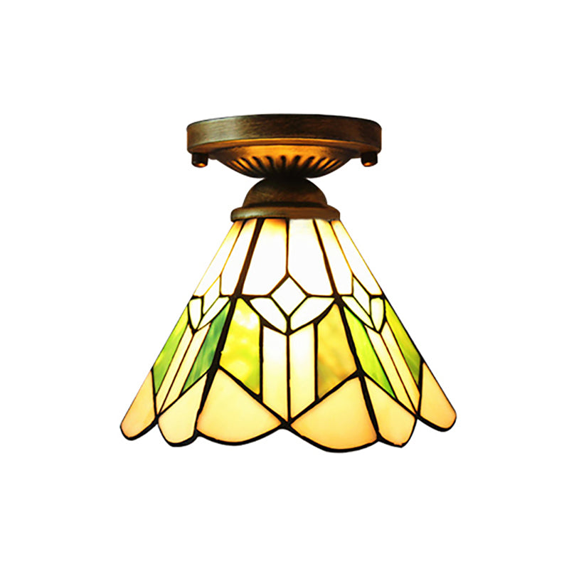 Foyer Stair Ceiling Mount Light: Tiffany Ceiling Lamp in Bronze Finish