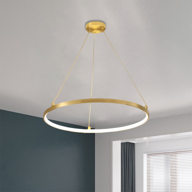 Sleek Gold Hoop Led Chandelier Pendant For Dining Room