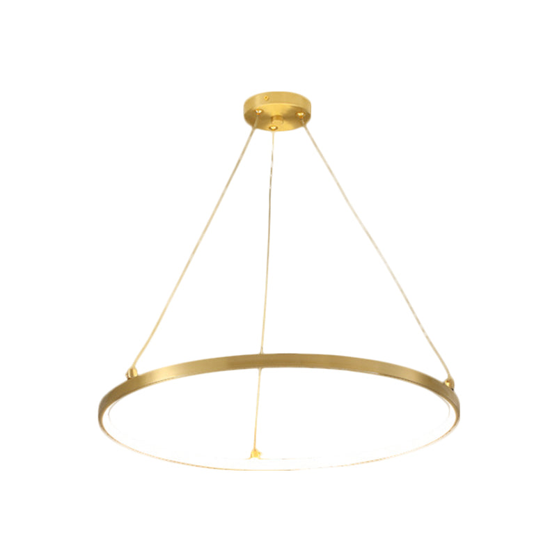 Sleek Gold Hoop Led Chandelier Pendant For Dining Room