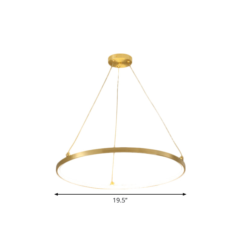 Sleek Gold Hoop Led Chandelier Pendant For Dining Room