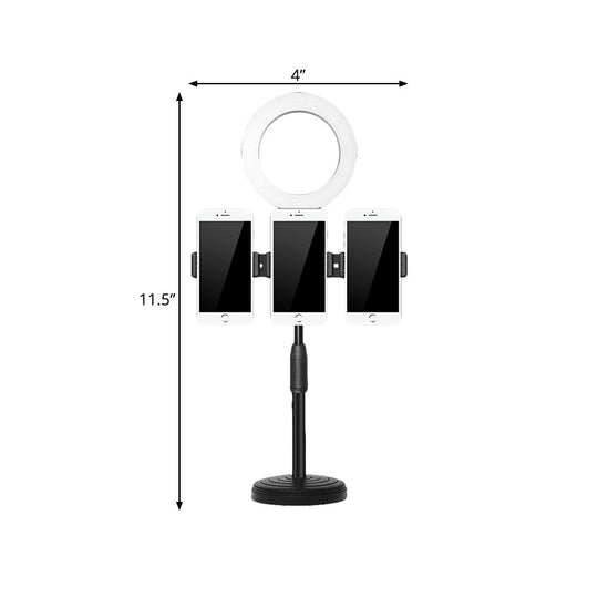 Modern Usb Vanity Light - Phone Support Led Fill Flush Lamp With Black Finish & Round Metal Shade