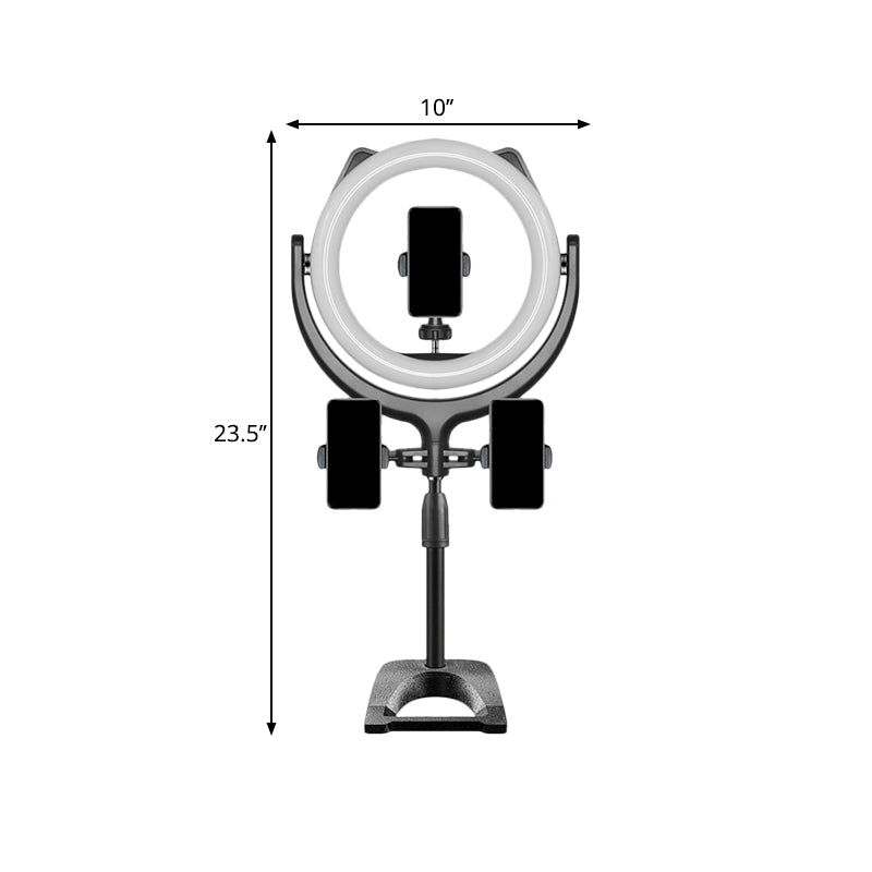 Led Mirror Light With Minimalistic Black Finish Cats Ear Design And Usb Fill Lamp - Metallic Shade