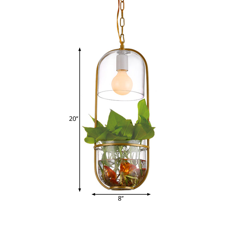 Industrial Clear Glass Bottle Suspension Pendant With 1 Light Dining Room Drop Lamp