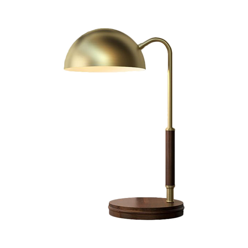 Aubrey - Bronze Metal Dome Shade Table Lighting Simple 1 Head Brown Finish Night Lamp with Curvy Arm for Living Room