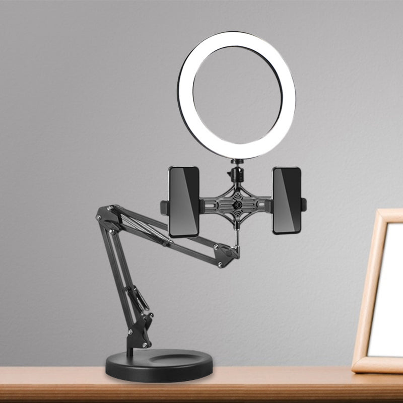 Black Circular Mirror Lamp With Adjustable Usb Led Fill-In Flash Lighting