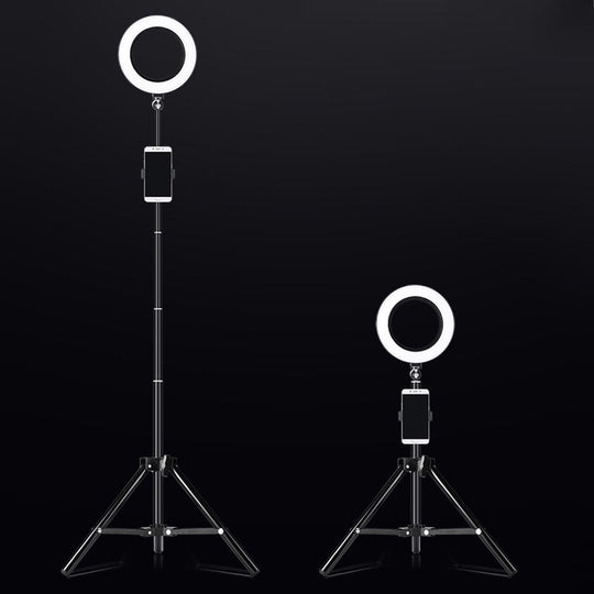 Modern Black Tripod Led Ring Vanity Light With Metallic Finish And Flush Mount Design