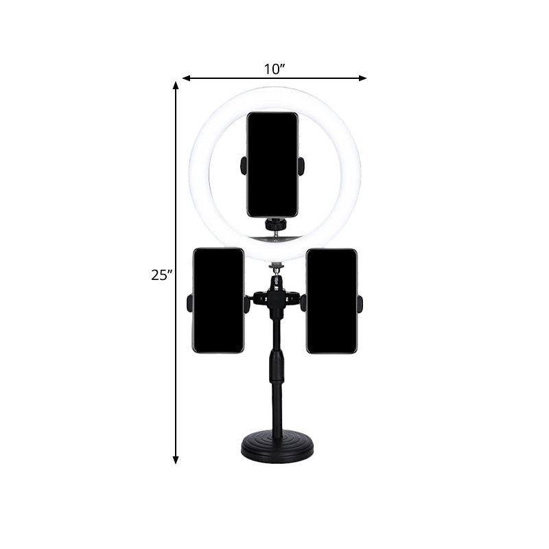 Round Minimalist Led Mirror Lamp With Usb And Metallic Shade - Black Finish