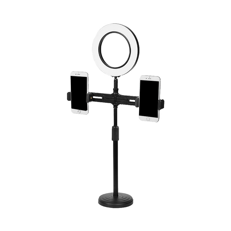 Modern Led Makeup Lamp With Usb Port - Black Metal Circle Shape