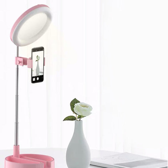 Minimal Led Makeup Lighting Mobile Phone Holder With Usb Fill Flush Lamp In Black/White/Pink Pink /