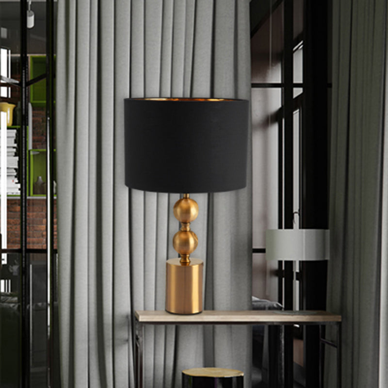 Sleek Black Desk Lamp With Cylinder Fabric Shade Elegance In Simplicity