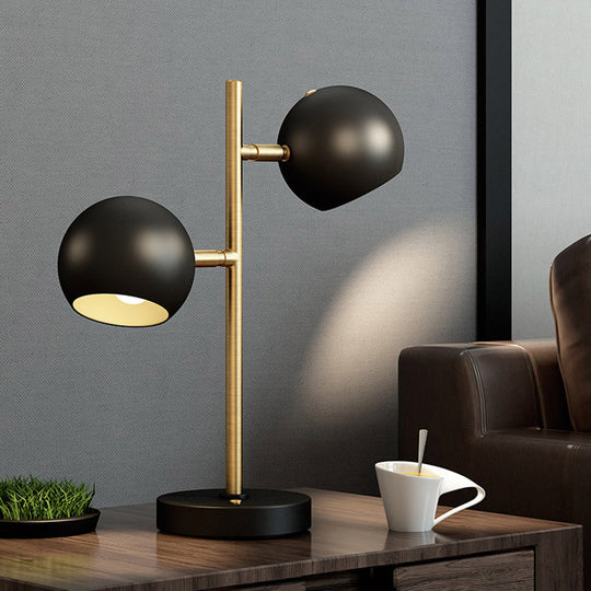 Sara - Black Black Spherical Table Light Modern Style 2 Heads Metal Night Lighting for Bedroom