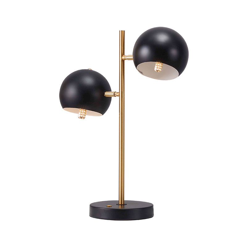 Sara - Lampe de table sphérique noire noire de style moderne à 2 têtes en métal pour chambre à coucher