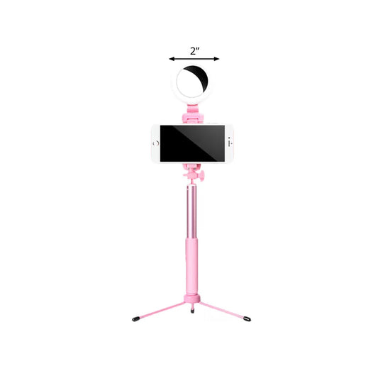 Led Mirror Light With Metallic Shade & Mobile Holder - Modern Pink Circle Design