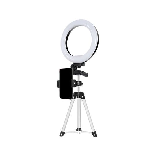 Modern Style Usb Led Fill Flash Light With Tripod Design - Circle Metallic Vanity Lighting (Black)