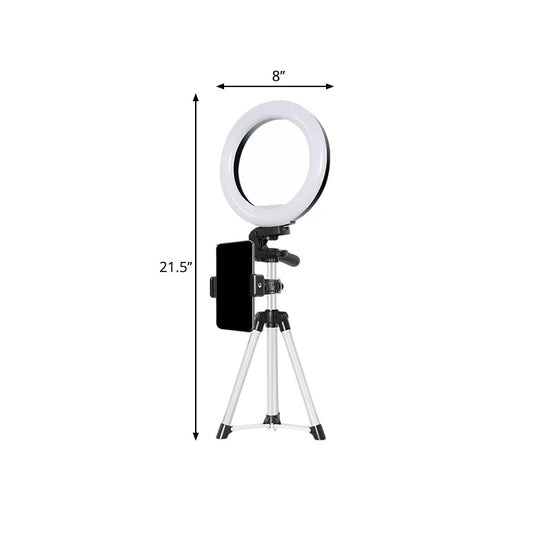 Modern Style Usb Led Fill Flash Light With Tripod Design - Circle Metallic Vanity Lighting (Black)