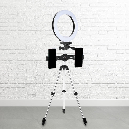 Modern Style Usb Led Fill Flash Light With Tripod Design - Circle Metallic Vanity Lighting (Black)