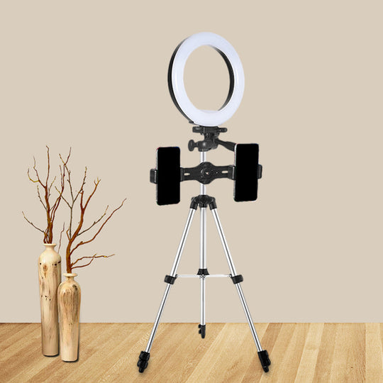 Modern Style Usb Led Fill Flash Light With Tripod Design - Circle Metallic Vanity Lighting (Black)