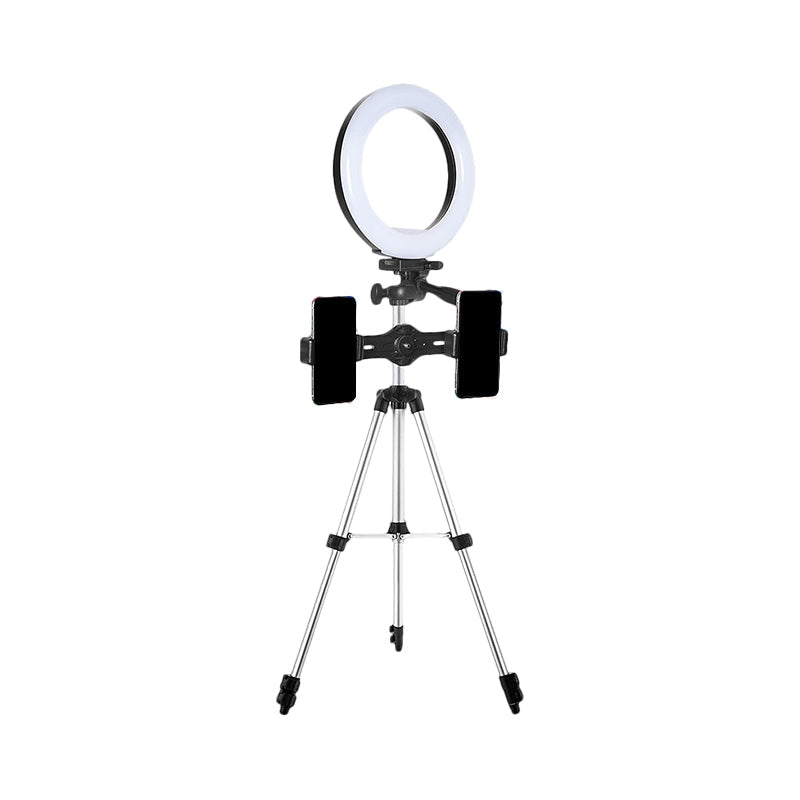 Modern Style Usb Led Fill Flash Light With Tripod Design - Circle Metallic Vanity Lighting (Black)