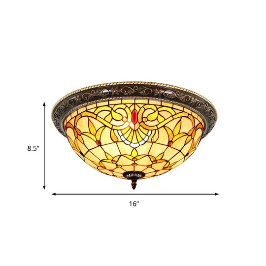 Rustic Stained Glass Sunflower Ceiling Light in Multicolor Options for Dining Room Tiffany Décor