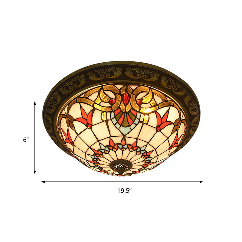 Rustic Stained Glass Sunflower Ceiling Light in Multicolor Options for Dining Room Tiffany Décor