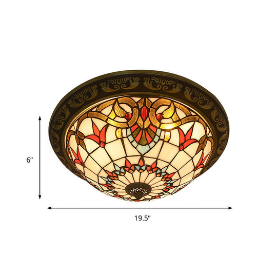 Rustic Stained Glass Sunflower Ceiling Light in Multicolor Options for Dining Room Tiffany Décor