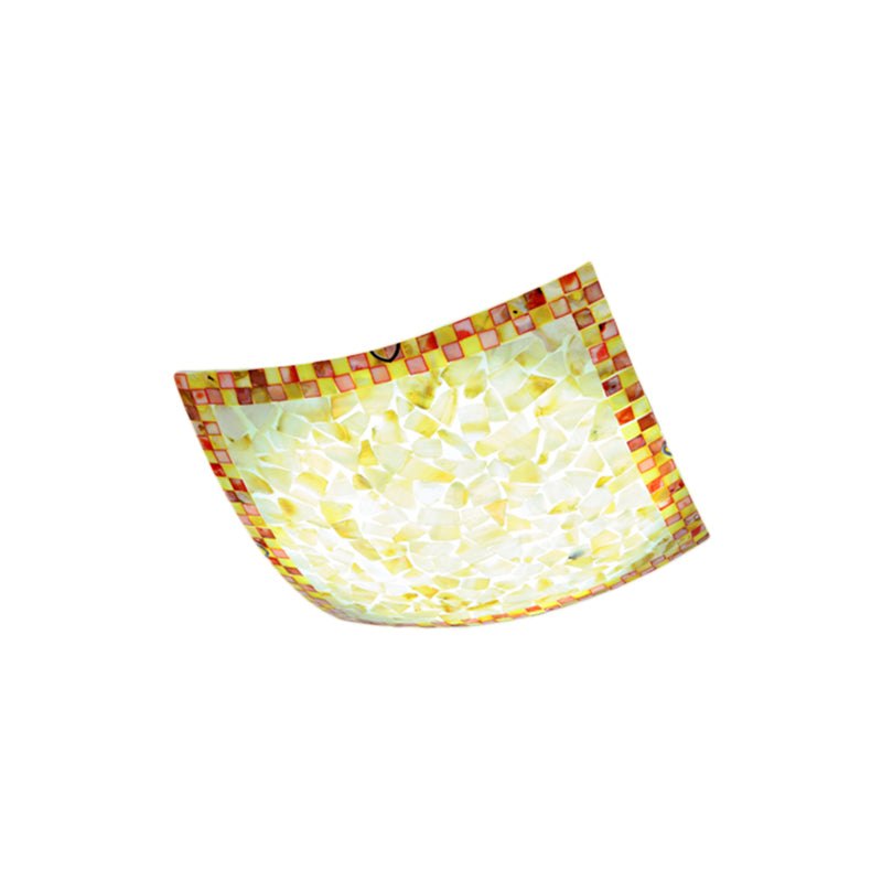 Curved Shell Ceiling Light with Tiffany Mosaic Design and LED - 12"/16" for Corridor